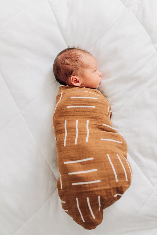 Mustard Mebie Baby Mudcloth Muslin Swaddle Blanket