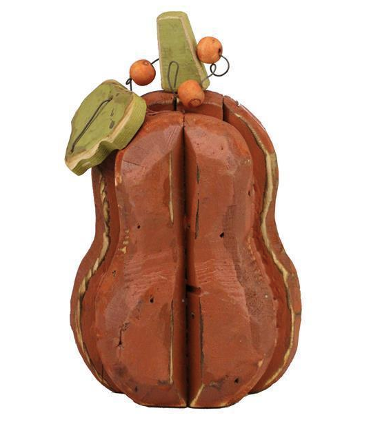 12" Handcrafted Wooden Pumpkin