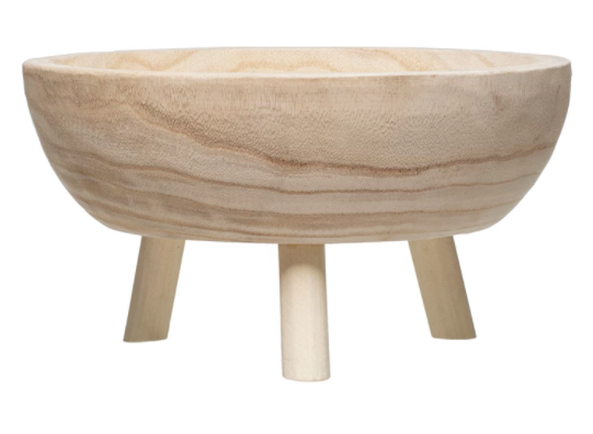 Paulownia Wood Footed Bowl