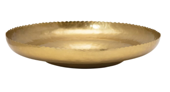 Hammered Metal Tray with Scalloped edge