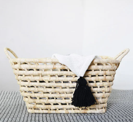 Natural Maize Basket with Rope wrapped Handles