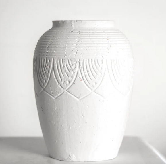 10" Boho White Wash Vase