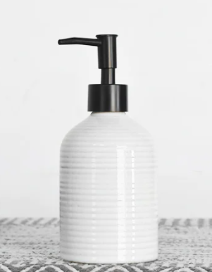 7" White Stripe Soap Pump