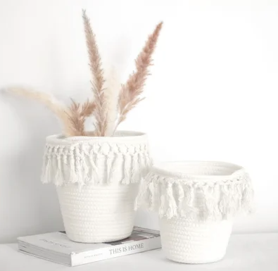 Cotton Rope Basket w/ Tassle