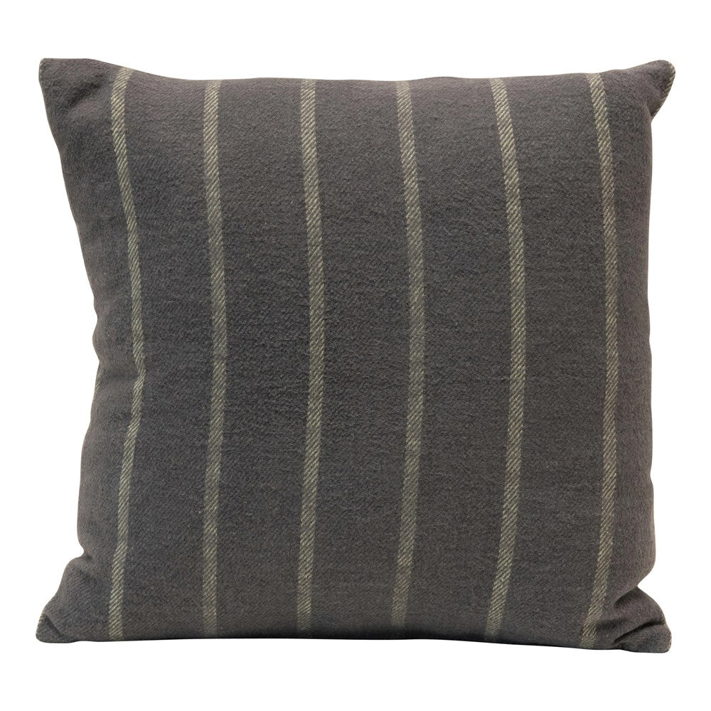 18" Gray & Blue Striped Pillow