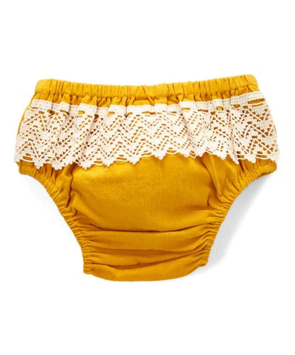 Diaper Cover with Lace Detail - Mustard