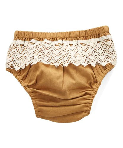 Diaper Cover with Lace Detail - Coffee