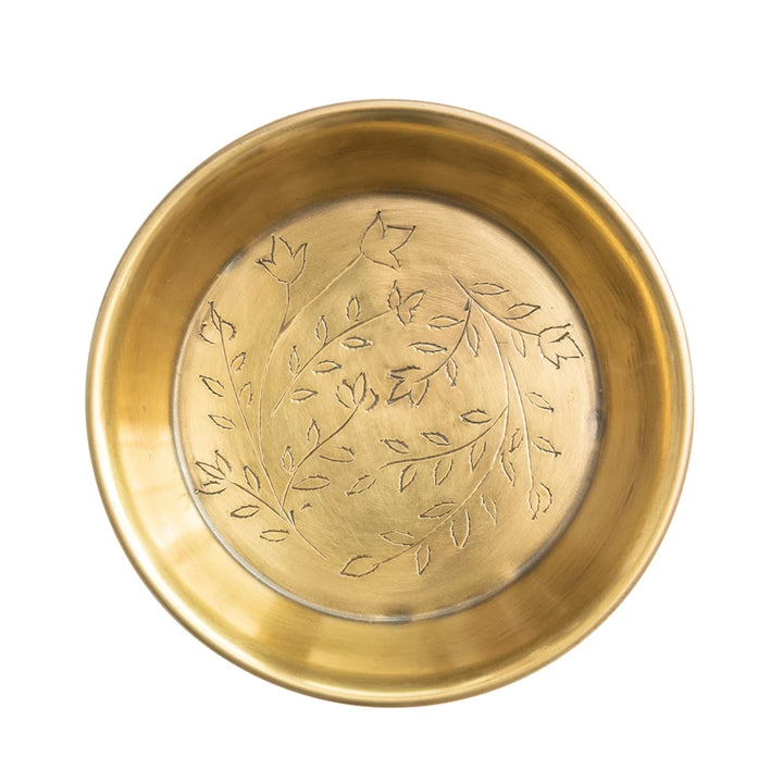 Metal Dish with Embossed Floral Design