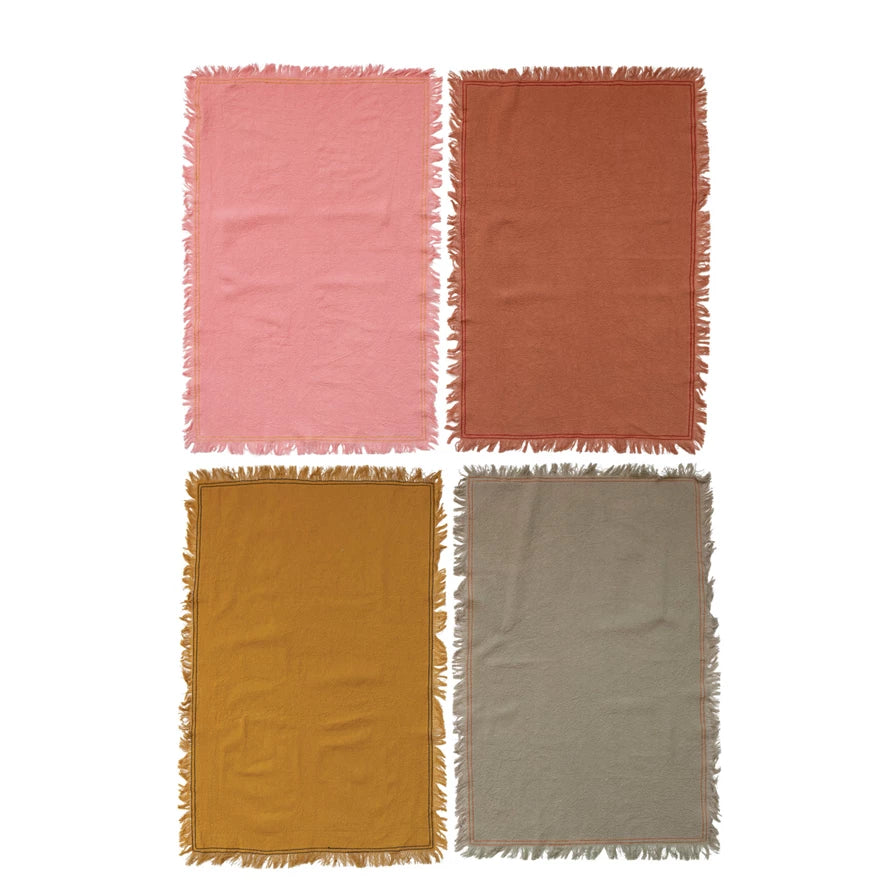 Cotton tea Towels w Fringe - 4 Colors