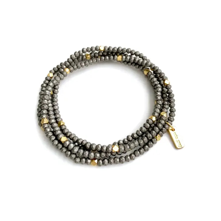 Stack Bracelet in matte gray + gold