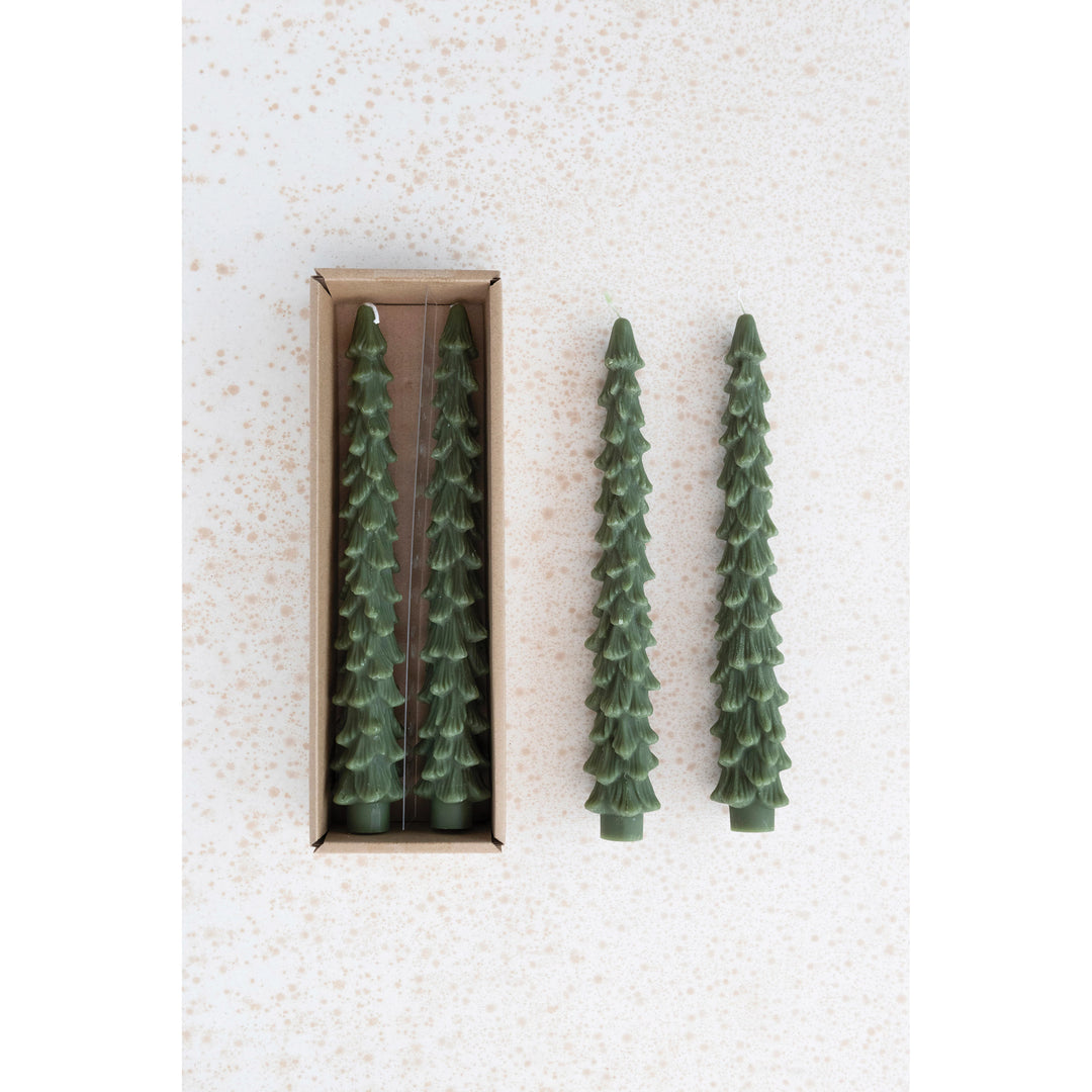 10" Tree Shaped Taper Candles - Set of 2
